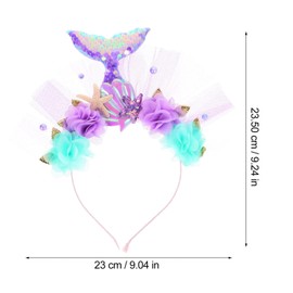 Beaupretty Glitter Mermaid Headband Glitter Mermaid Tail Headband Starfish Tulle Hair Bands Headpiece Under the Sea Hair Accessories Party Supplies for Women Girls