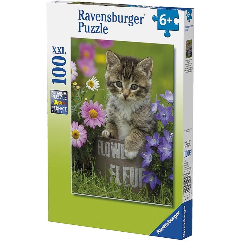 Ravensburger nbsp;10847 – Kitten Amongst Flowers 100-Piece Puzzle