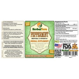 Peppermint (Mentha X Piperita) Glycerite, Organic Dried Leaves Alcohol-Free Liquid Extract 2 oz