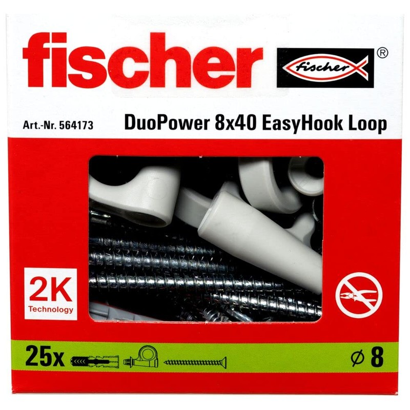 fischer Loop 564173 Set of 25 Eye Hook Screws and