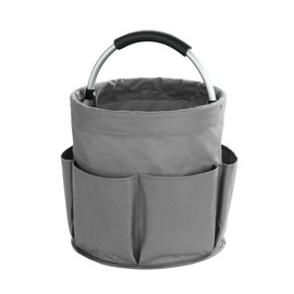 WENKO Universal Reinigungs-Caddy, Faltbarer Organizer für Haus und Garten mit 6 Fächern für Geräte, Werkzeug, Putzutensilien, Ø 28 x 26,5 cm, Anthrazit