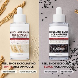 2PCS Peel Shot Glow Rice Ampoule Duo, Black & Whtie Rice Peel Shot, Glow Rice Duo Ampoule Set, Face And Body Scrub Dead Skin Cells Remove, Pore Minimizer, Hydrating For All Skin Types (White+Black)