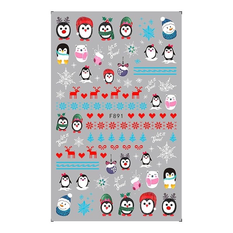 Package includes: 10 pieces Christmas nail stickers, multiple Christmas elements