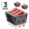 3-Pack Rocker Toggle Switch with Red Light and Wire, ON/Off