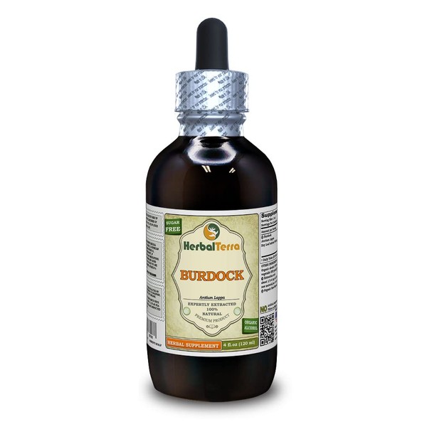 Burdock (Arctium Lappa) Tincture, Organic Dried Root Liquid Extract (Brand Name: HerbalTerra, Proudly Made in USA) 4 fl.oz (120 ml)