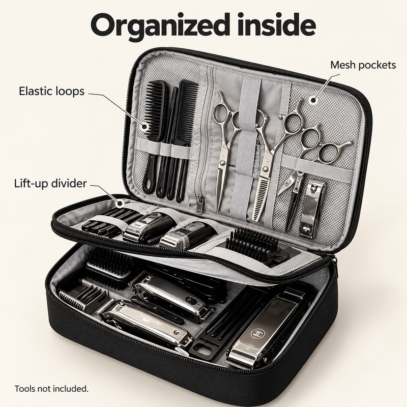 3-Layer Barber Tool Organizer Bag for Hair Styling – Large