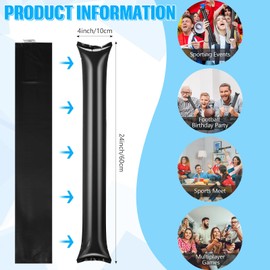 ZCYSRLQIN 50 Pcs Thunder Sticks Thicken Sporting Cheerleading Team Boom Sticks Cheering Sticks Plastic Clapper Inflatable Noise Makers Sporting Cheers Basketball Football Events Dance Party (Black)