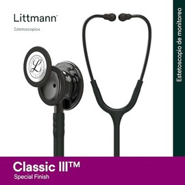 3M Littmann Estetoscopio Classic III, Manguera Color Negro, Acabado Humo, 69 cm (Modelo 5811)