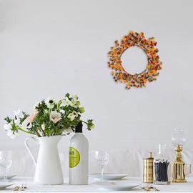 Fall Wreath 23 Inches Autumn Wreath with Eucalyptus and Pumpkins Harvest Wreath Indoors&Outdoor Thanksgiving and Farmhouse Fall Wreaths for Front Door (Yellow, 60cm)