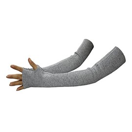 LSHARON SILK Women's Cashmere Warm Long Fingerless Gloves Winter Arm Warmer (Grey)