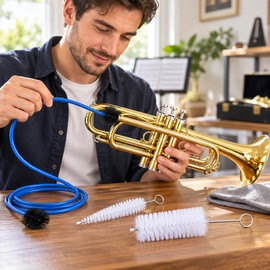 3-Piece Trumpet Cleaning Brush Kit for Instrument Maintenance – Manual Cleaning Accessories for Regular Trumpet Care