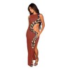 Women's Fashion Snakeskin Printed Hollow Out Maxi Dress Sexy Sleeveless