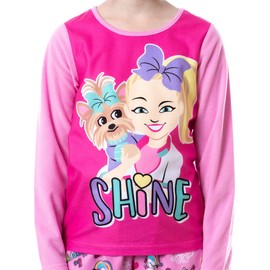 Nickelodeon Jojo Siwa Girls' Jojo and BowBow Shine 2 Piece Pajama Pant Set (4) Pink