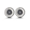 Vintage Tire Tread Round Stud Earring for Men, Silver Tone,