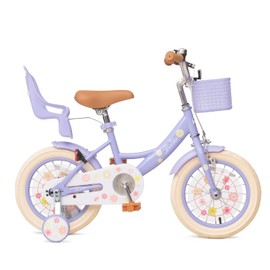 Bixike Girls Bike with Basket for Toddlers and Kids Aged 3-14 Years Old, 14 16 18 Inch with Training Wheels & Doll Seat, 20 Inch with Kickstand & Rear Rack, Princess Style Bicycle for Gift