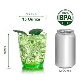 Yanglonghui 26-Ounce Plastic Tumblers (Set of 6), Reusable Plastic Mugs, BPA-Free Acrylic to Drink Mugs, Shatter Resistant, Textured Interior, Dishwasher Safe (Green, 15 Ounce)