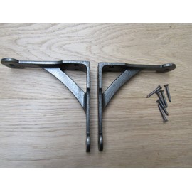 Ironmongery World Pair Of Cast Iron Penny End Rustic Shelf Bracket Wall Support Books Storage (5")