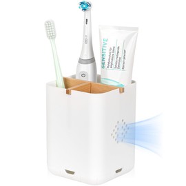 Toothbrush Holders for Bathroom Countertop, Detachable Electric Toothbrush Holder with Divider Toothbrush and Toothpaste Organizer Storage (3 Slots White)