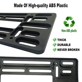 FBJTDQ Front License Plate Mounting Kit- Stainless Steel License Plate Frame and Universal Bracket for No Drilling Hole Front Bumper, Car Tag Cover Adapter with Screws, Chrome Caps, Rattle Proof Pads