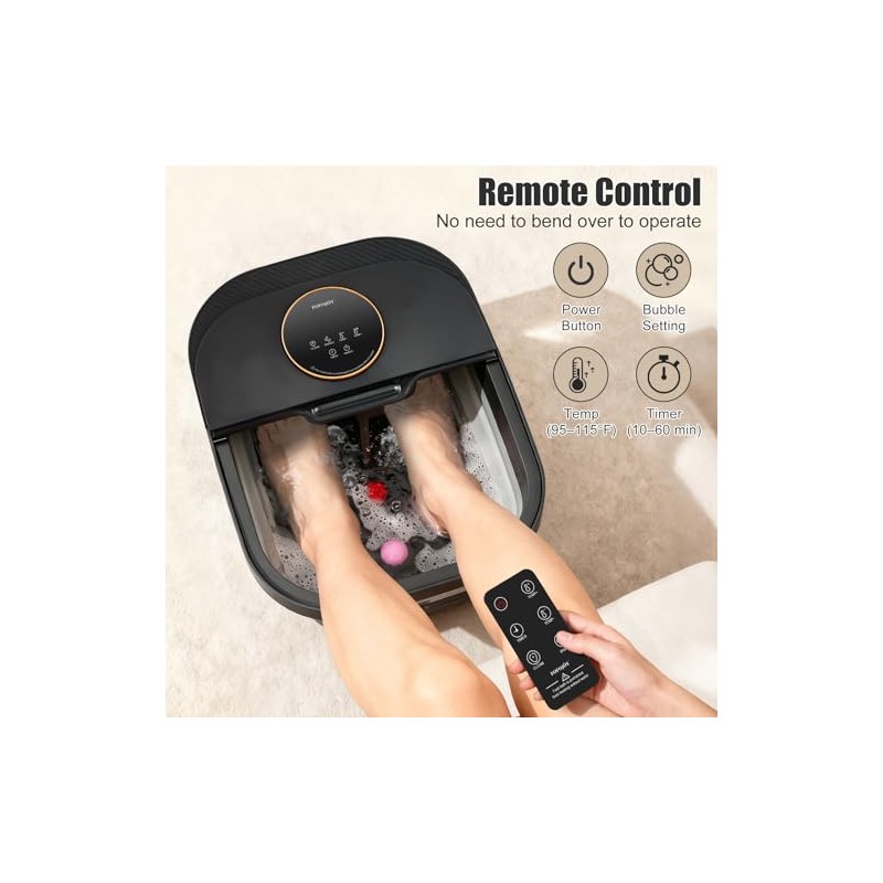 Foot Spa Bath Massager with Heat, Bubble, Temperature Control, Remote