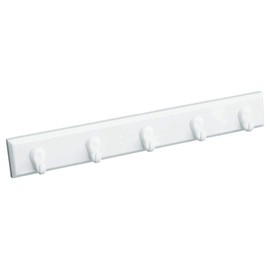 homeXpert Hook Rack, Key Rack with 5 Hooks, White, Length 22 cm, for Gluing or Screwing