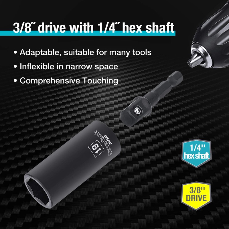 DURATECH 10 Piece 3/8 Inch Drive Impact Socket Set, Including
