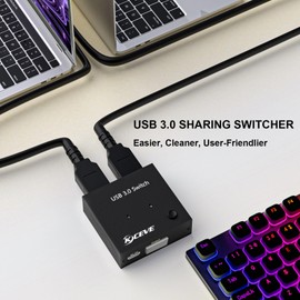 USB Switcher 2 Computers for Keyboard Mouse Switch, ANXQQ USB 3.0 Switch Computer Switch for 2 Computers, USB Switcher 2 Computers with Power Supply and 2 USB Cables