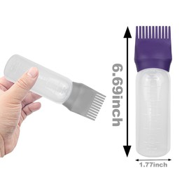 ZGQHZR 4 PCS Root Comb Applicator Bottle,Hair Oiling Applicator,Hair Oil Applicator Bottle for Hair Dye Shampoos Hair Salons.6oz (Purple+Grey)