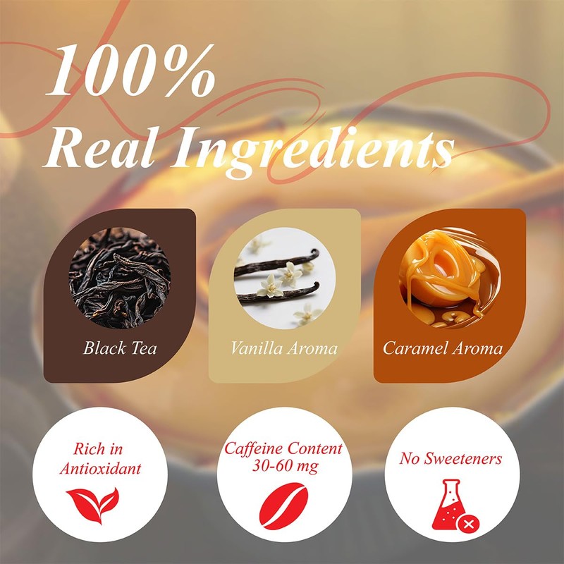 WT WEETEE Vanilla Caramel Black Tea,100 Count Caramel Vanilla Flavored