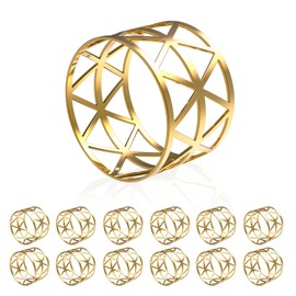 BEHOK Gold Napkin Rings Set of 12 Metal Hollow Triangle Napkin Ring Gold for Wedding Thanksgiving Christmas Party Dinner Table