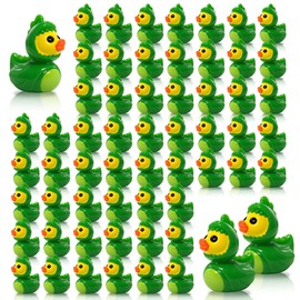 60 Pcs Mini Resin Dinosaur Ducks,Tiny Green Ducky Figurines