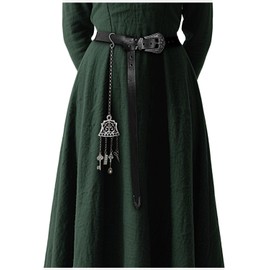 L'VOW Viking Leather Belt with Detachable Hanging Waist Chain Renaissance LARP Accessory Medieval Cosplay, Black