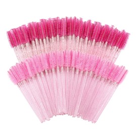 Tbestmax 200 cepillos desechables de pestañas y cejas, color Rosa Púrpura, Aluminio