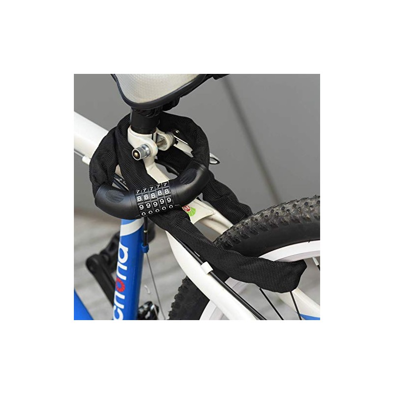 Bike Lock Bicycle Lock Chain ，5-Digit Combination Lock Core Steel