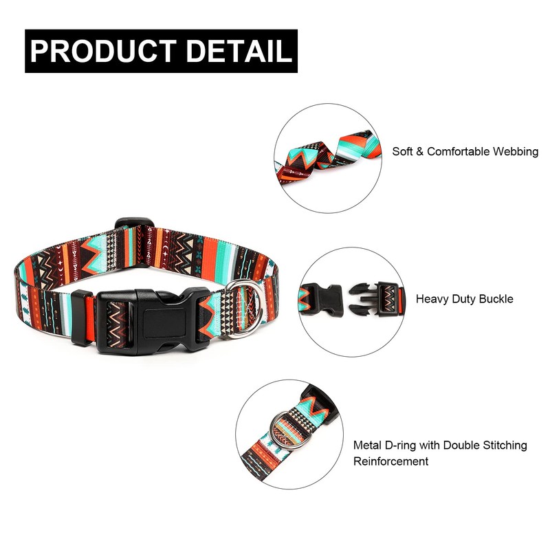 Mercano Adjustable Dog Collar - Special Design Patterns, Soft Nylon