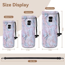 RICHEN Neoprene Water Bottle Carrier Bag with Adjustable Shoulder Strap,Insulated Water Bottle Cover for 500ml/16oz Stainless Steel/Glass/Plastic Bottles Bottles (BC-60,500ml)