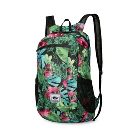 PORRASSO Hiking Backpack Foldable Waterproof Daypack 20L Lightweight Rucksack Backpack for Women Men Camping Trekking Cycling Climbing Outdoor Sports Green Flower