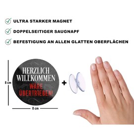 schilderkreis24 – Funny saying "Herzlich Willkommen wäre übertrieben!" magnet decoration fridge magnet humour funny gift idea birthday Christmas 8 x 8 cm