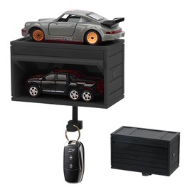 WOUYTPE Car Garage Key Holder, Car Garage with Opening Door, 3D Key Holder Wall Mount for Storing Keys and Other Small Items (Black)