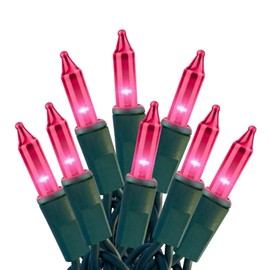 HISHINY Christmas Lights 100 Count Pink Christmas Tree String Lights with Green Wire for Outdoor Indoor Christmas Decorations Wedding Decorations Valentines Day Decor,UL Certified (21feet)