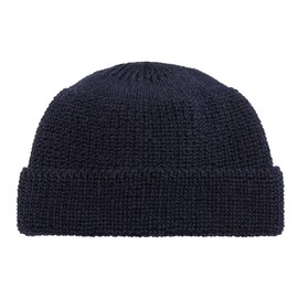 Hanseheld Knitted Fur Seal Docker Hat Sailor Hat Short and Flat - navy