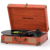 TANLANIN Suitcase Record Player with Speakers, Bluetooth in/Out, Red Brown
