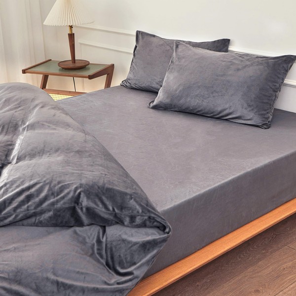 [Heat contact feeling + heat storage heat preservation] fitted sheet