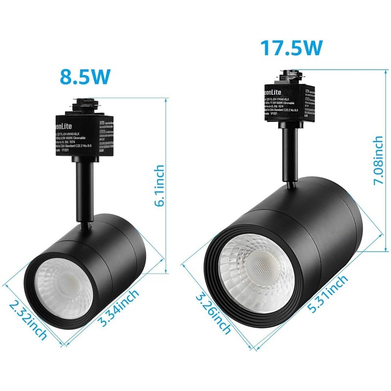 LEONLITE Dimmable LED Track Lighting Heads, Compatible with Single Circuit