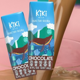 Chocolate Kiki Milk, Organic, Plant Based, Gum Free, GMO Free, Dairy Free, Soy Free, Gluten Free, Glyphosate Free (8 oz • Pack of 12)