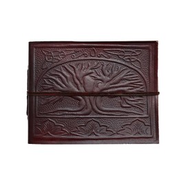 Paper High Small Photo Album Embossed Leather Tree of Life for 60 Photos 15 x 10 cm 18 x 14 cm Fair Trade Handmade