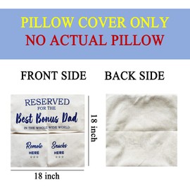 Bonus Dad Gifts Step Dad Gifts, 2-Pocket Bonus Dad Pillow Covers 18x18 Inch, Fathers Day Birthday Christmas Stocking Stuffers Thanksgiving Day Gifts