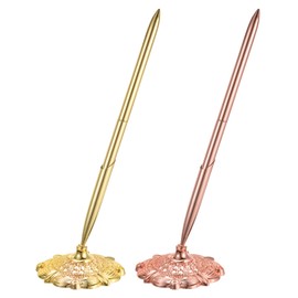 PATIKIL 2 Set Wedding Pen with Pen Holder, Guest Book Pen with Holder, Gold/Rose Gold