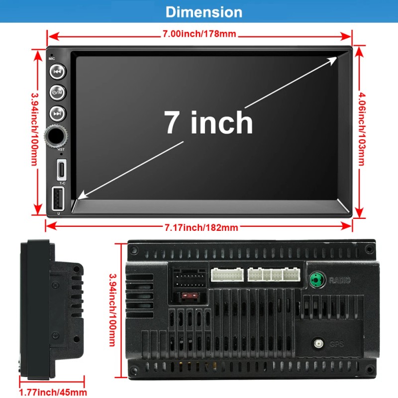 YuanTing 7" Android 13 Car Stereo Radio GPS WiFi Carplay
