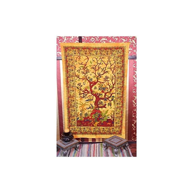 GDONLINE Tree of Life Mandala Curtain Room Door Cotton Wall